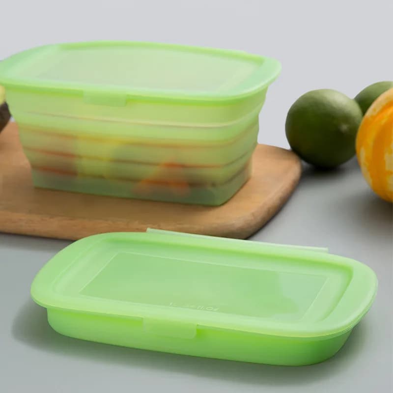 Scatola per il pranzo pieghevole in silicone 1PC con coperchio Scatola per il pranzo pieghevole per frutta e verdura Scatola per il pranzo pieghevole in silicone Scatola per il pranzo espandibile