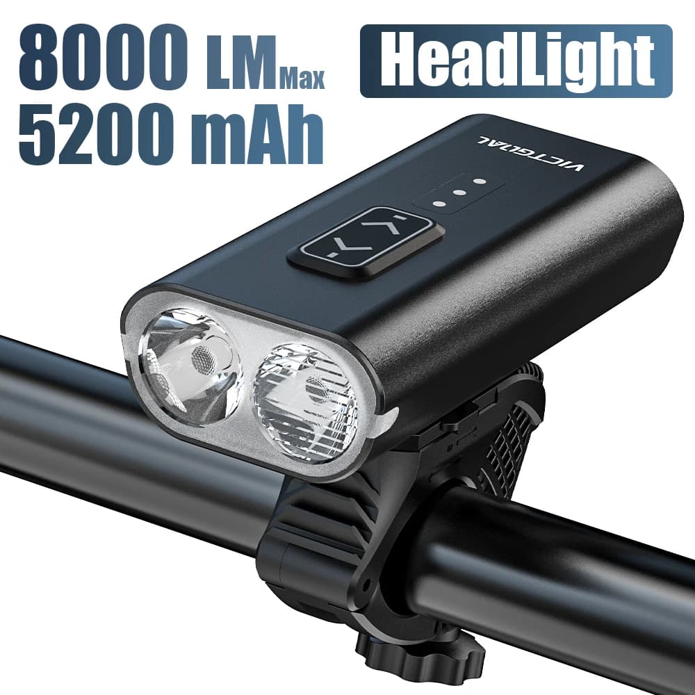 VICTGOAL Bike Headlight 1500LM USB Type C Recharge LED Front Light for Cycling Torch Waterproof Road Bike Helmet Lamp MTB