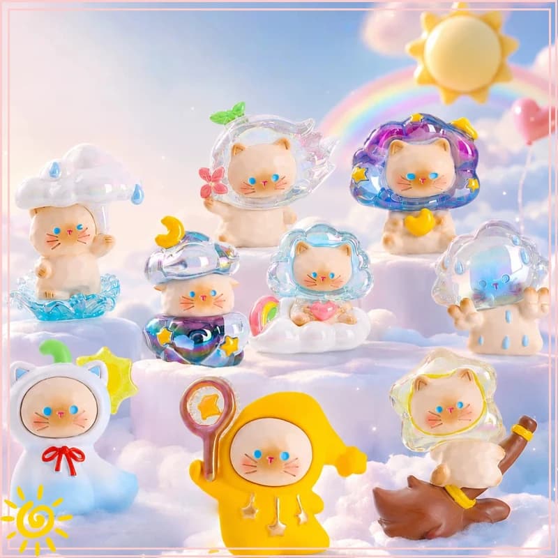 A Cute Little Meow Cat Figurine Creative Blind Box For Home Decoration, Birthday Gift, Or Collection Featuring The Weather Theme