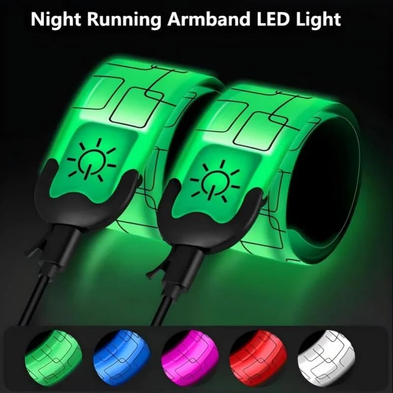 Night running armband LED light belt Cycling safety armband Outdoor sports safety armband Leg warning rechargeable wristband
