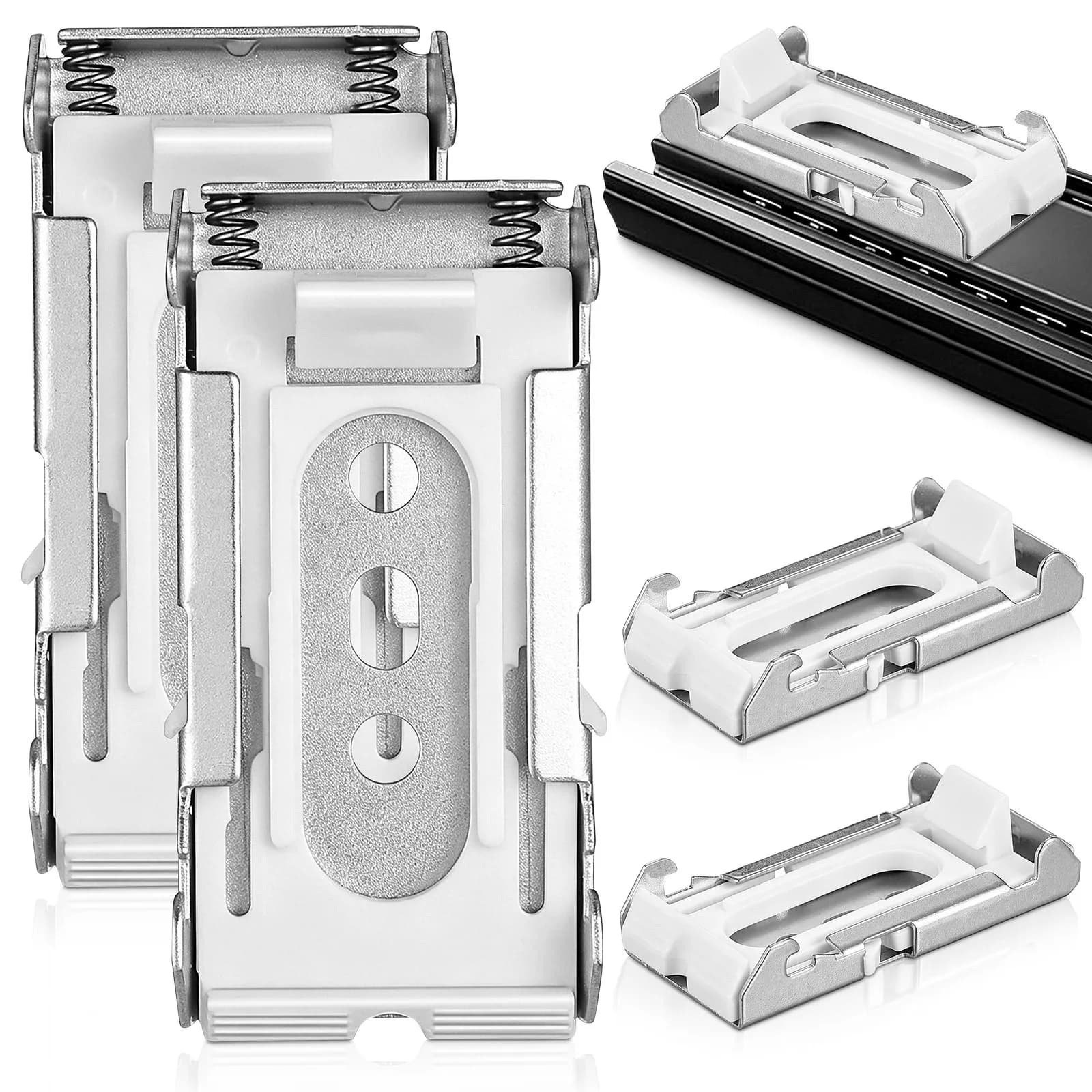 4 staffe di montaggio per binari compatibili con binari per tende da soffitto da 3,55-3,62 cm, facili da installare fai-da-te senza attrezzi, eleganti e a scomparsa