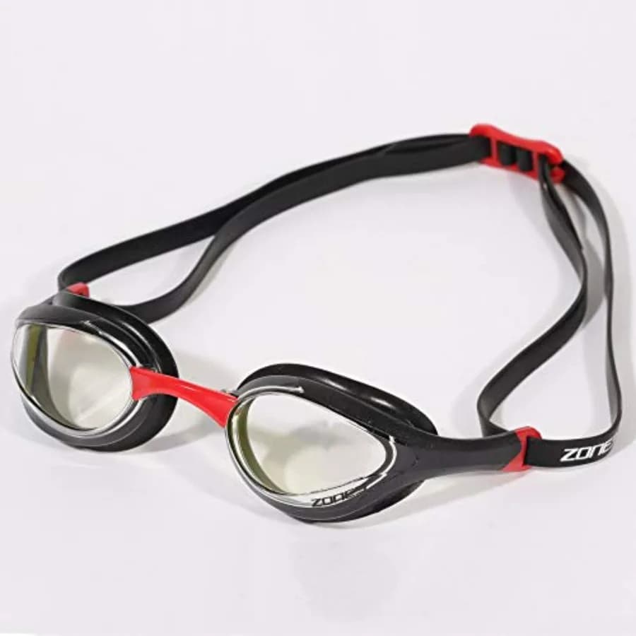 ZONE3 Volare Streamline Racing Swim Goggles for competitive swimming, polycarbonate lens, matte black, anti-fog and UV protecti