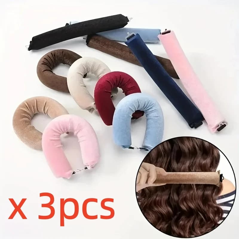 Set di 3 Bigodini Senza Calore per Capelli, Morbidi e Flessibili con Gancio, per Arricciare i Capelli Durante la Notte