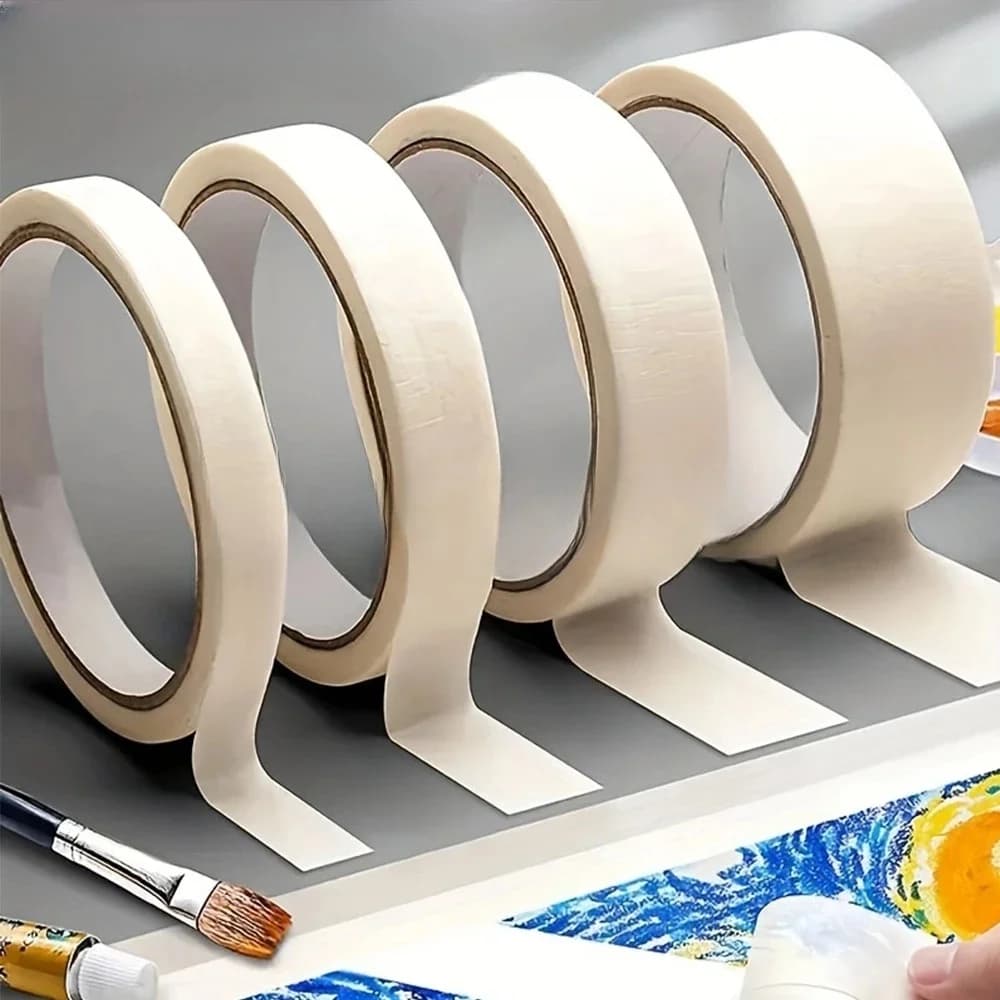 Low Viscosity Masking Tape White Single Side Tape Adhesive Crepe Paper for Oil Painting Sketch Drawing Supplies