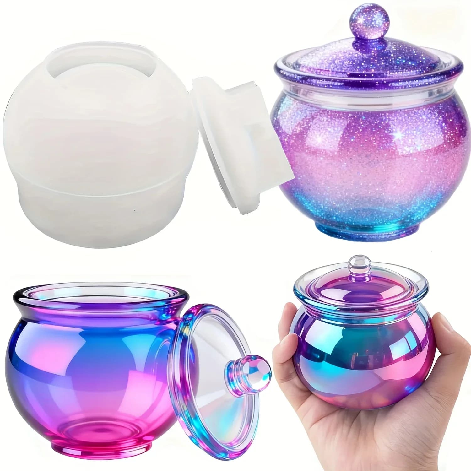 1 set of resin round molds with LIDS, DIY jewelry boxes, concrete candle containers, gifts and home decorations