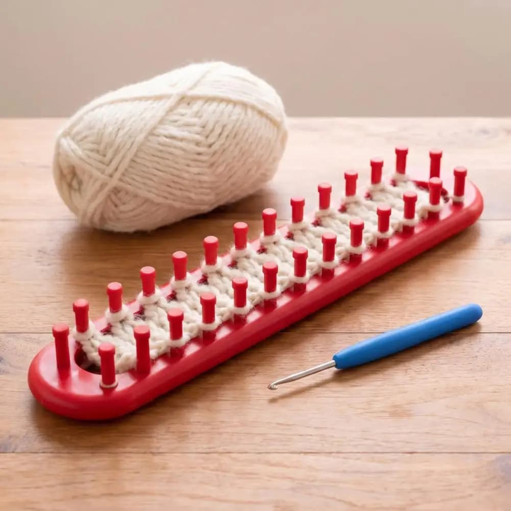 Crochet Hook Set Long Knitting Loom Hook Set for Beginners Plastic Rectangular Yarn Weaving Loom Diy Hat Scarf Shawl Crochet