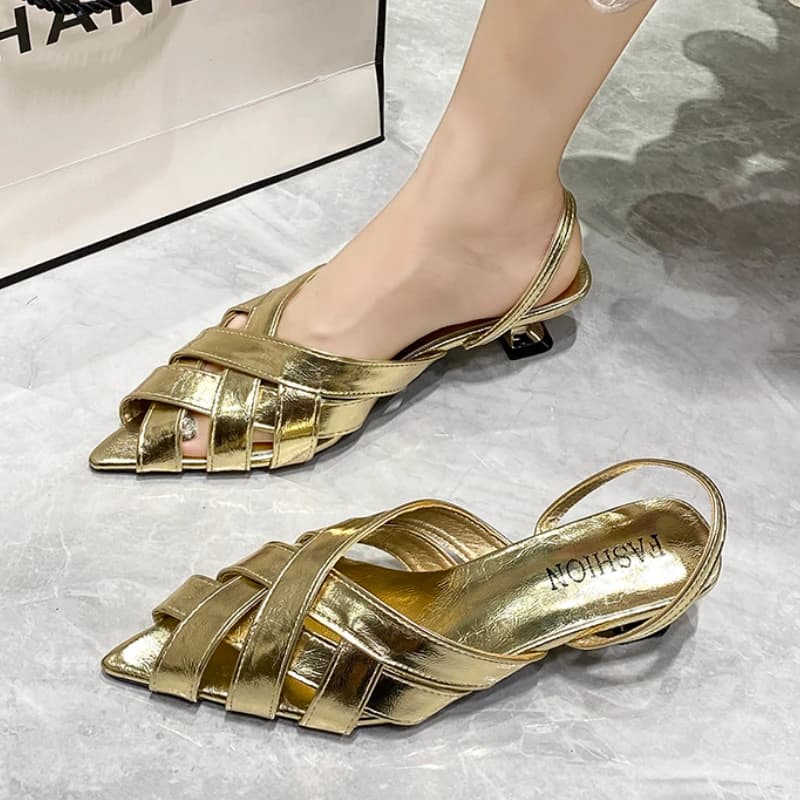 Sandali da donna estate nuova bocca di pesce media pantofole geometriche brevettate moda Casual temperamento bicchiere da vino con sandali