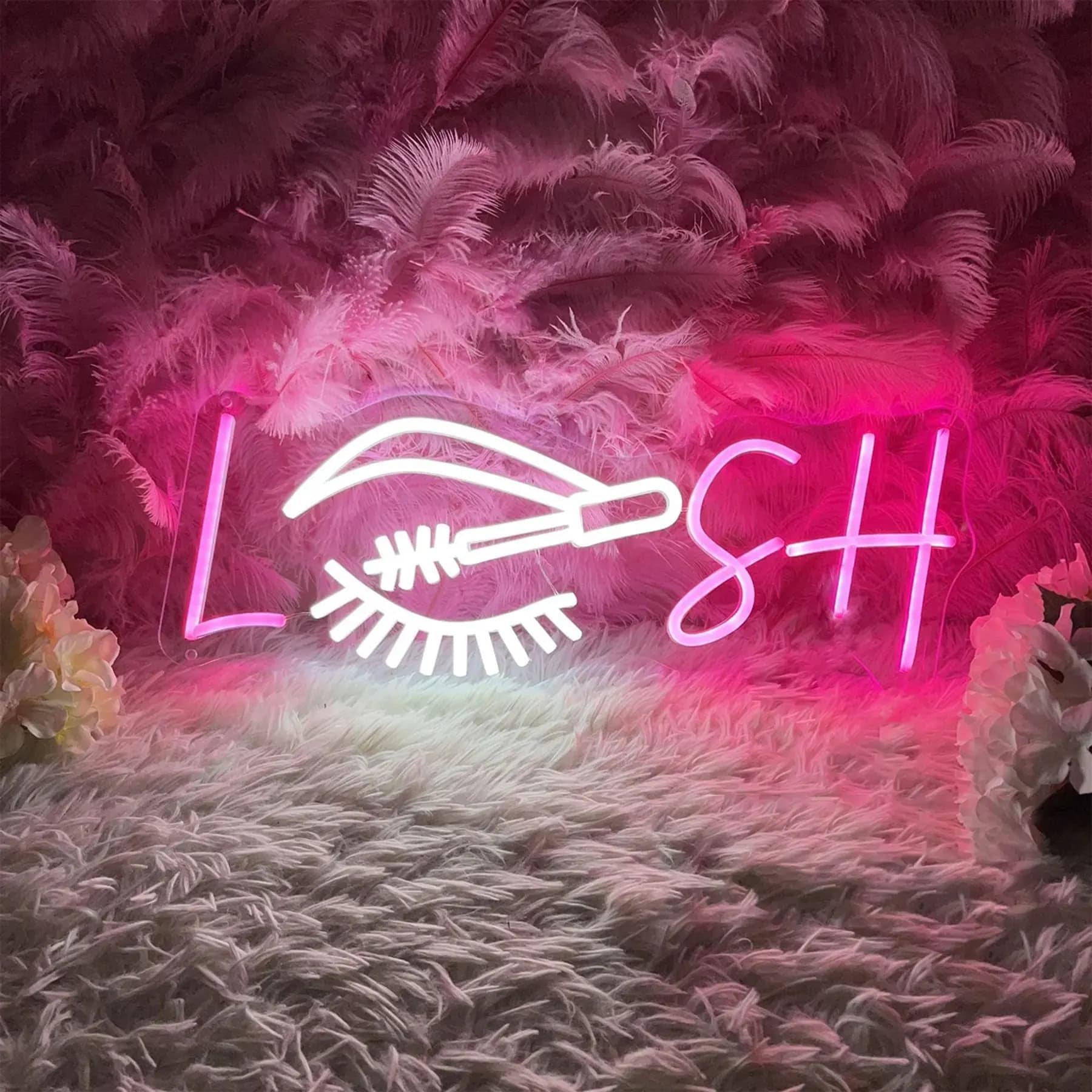 Lash Neon Sign Custom Lash Mascara Brush Shop Appeso a parete Lash Studio Open Sign Decorazione da parete per salone di bellezza