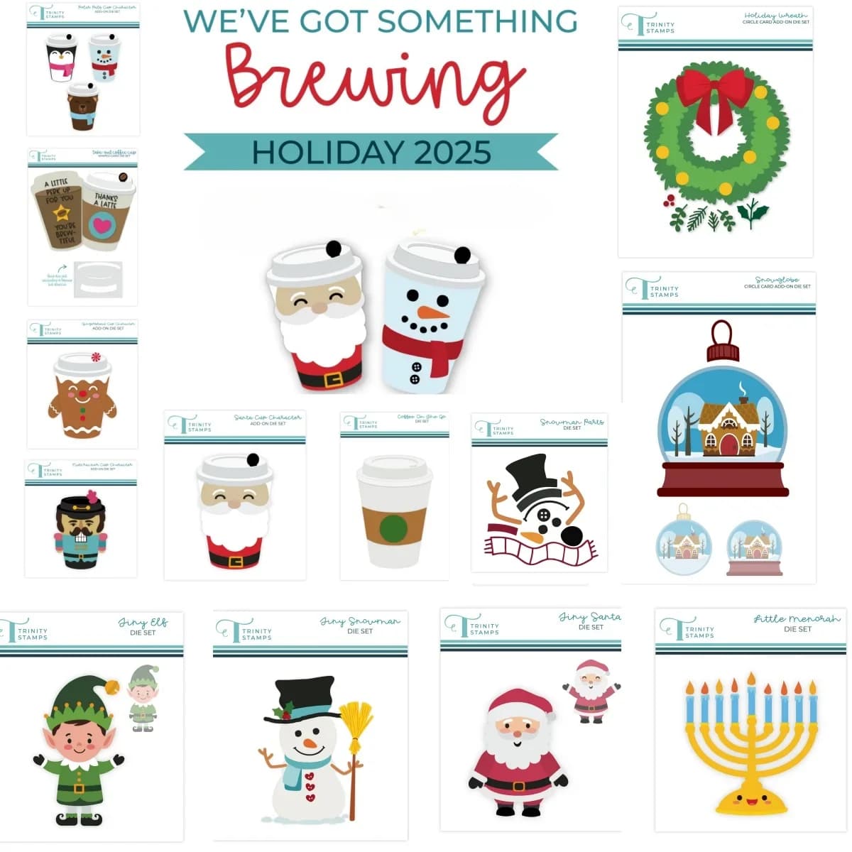 Christmas Gingerbread Coffee Cup Snowman Elf Wreath Metal Cutting Dies Clear Stamp Stencil For DIY Making Card Scrapbook