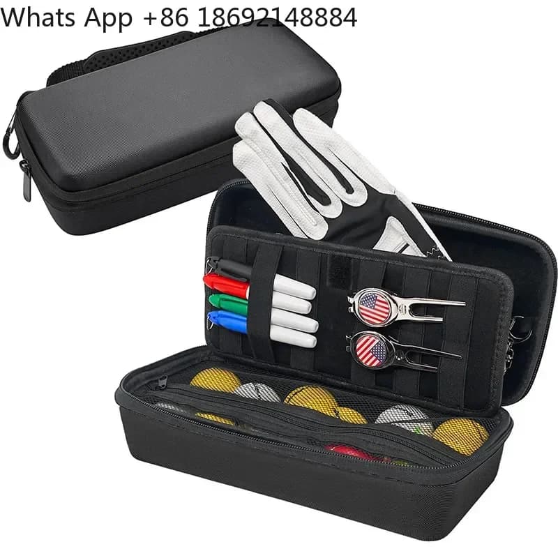 Golf Accessories Storage Bag Multi-Functional EVA Hard Case Portable Kit with Ball Seat Pencil Case and Glove Holder for All
