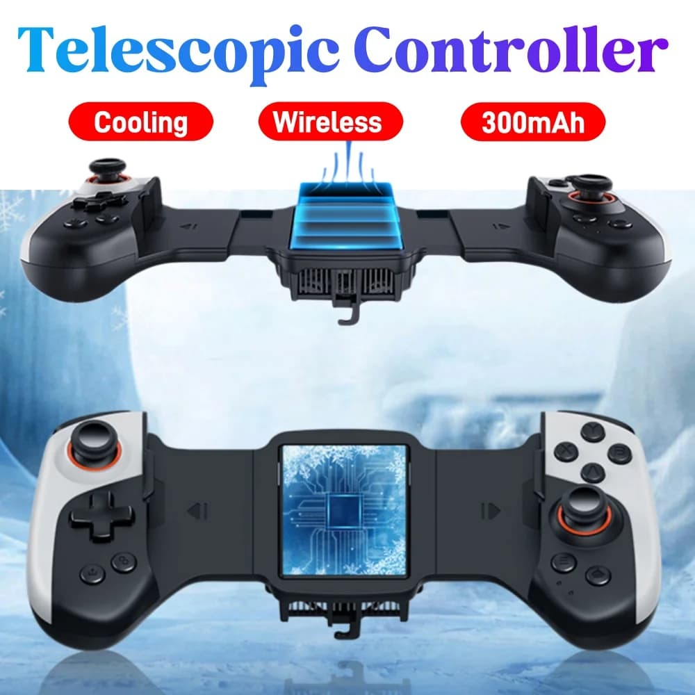 Gamepad telescopico JK02 Gamwing per iOS/Switch/Android con radiatore a semiconduttore, controller di gioco per cellulare con impugnatura di raffreddamento