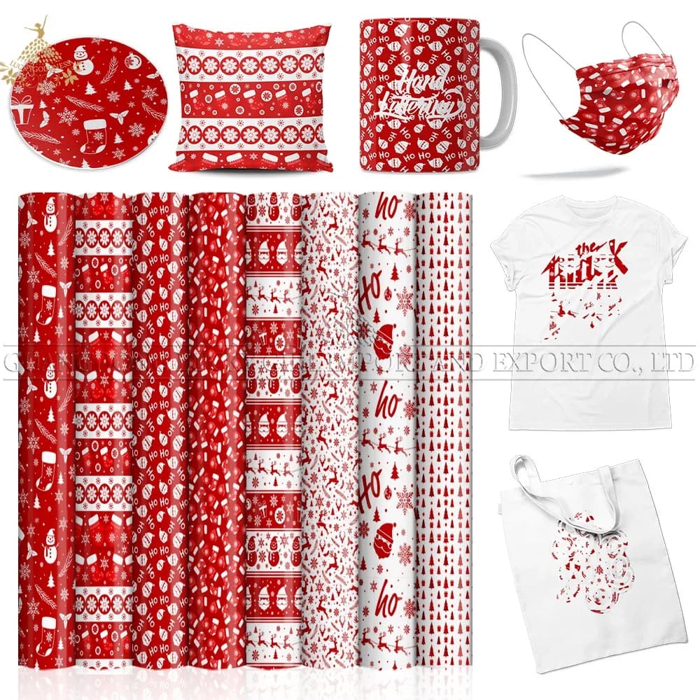 Lucky Goddness 8 Pcs 12*12 IN vinile di carta per sublimazione con motivo natalizio per Joy adatto per t-shirt inchiostro di trasferimento fusibile