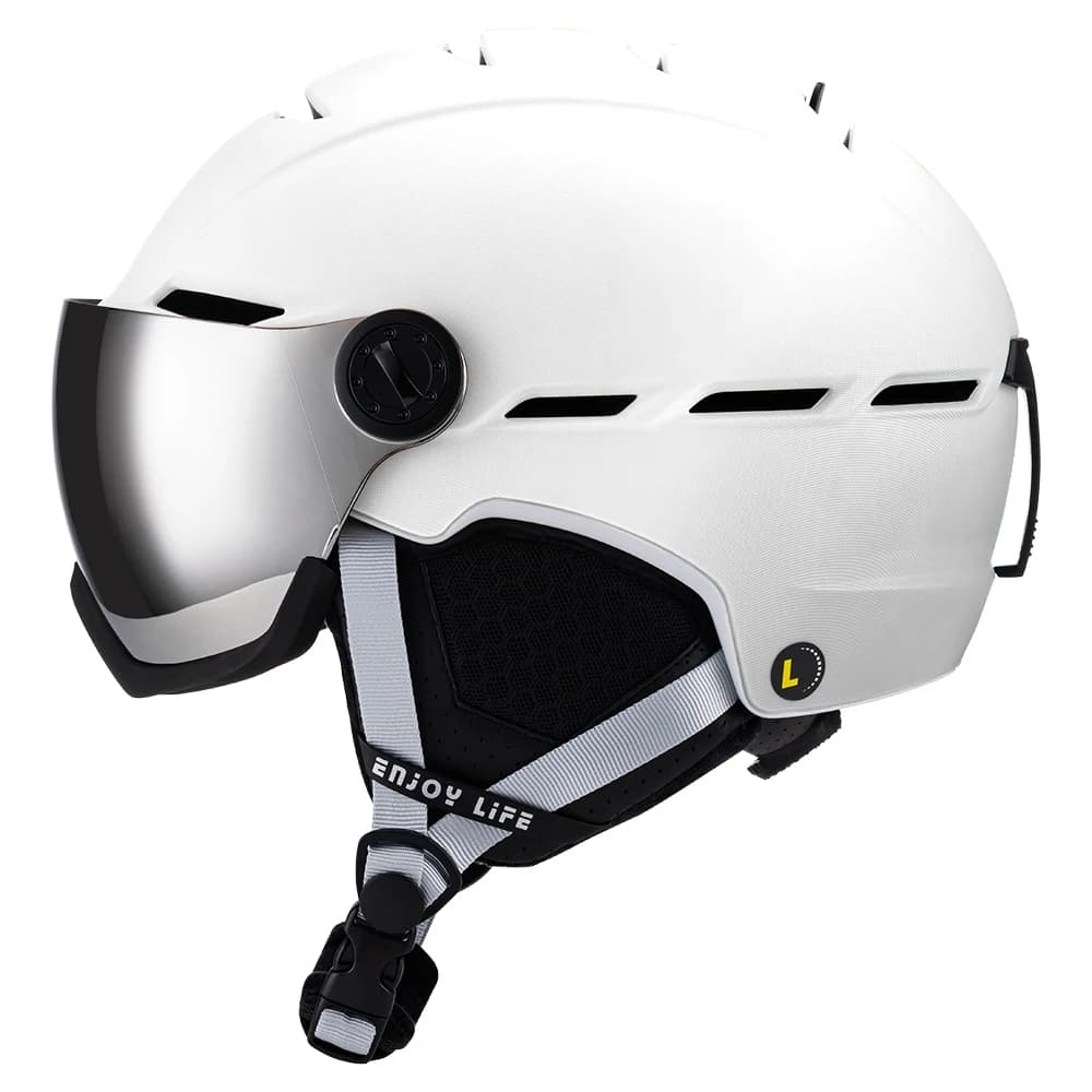 Casco da Sci per Adulti e Adolescenti con Occhiali, Migliore Protezione UV, Casco da Sci con Visiera