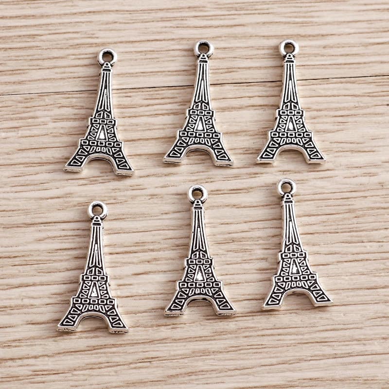 Tusember 50Pcs Alloy 10*18mm Eiffel Tower Charms for Handmade Fashion Jewelry Vacation Souvenirs DIY Necklaces Earrings