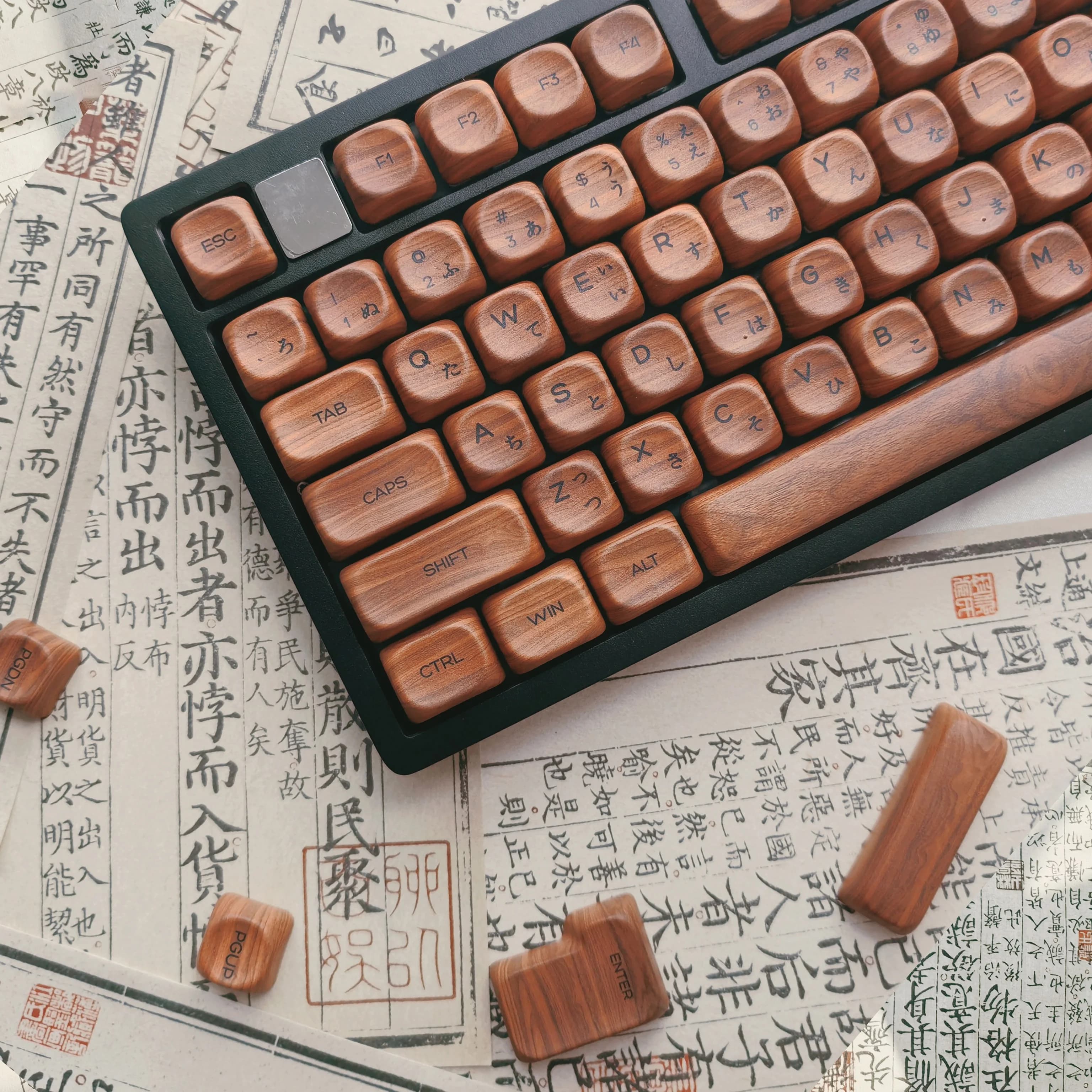 130 tasti in legno di noce cinque lati sublimazione della tintura PBT Keycap profilo MOA personalizzato copritasti retrò per interruttori MX tastiera meccanica