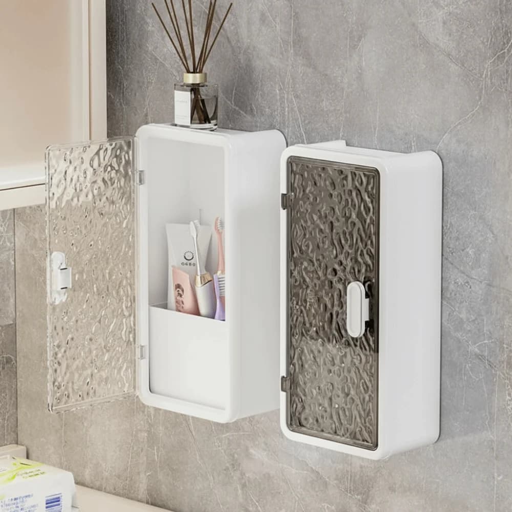Punching-free Toothbrush Storage Box Wall Mounted INS Makeup Brush Holder Multi-functional Waterproof Bathroom Storage Rack