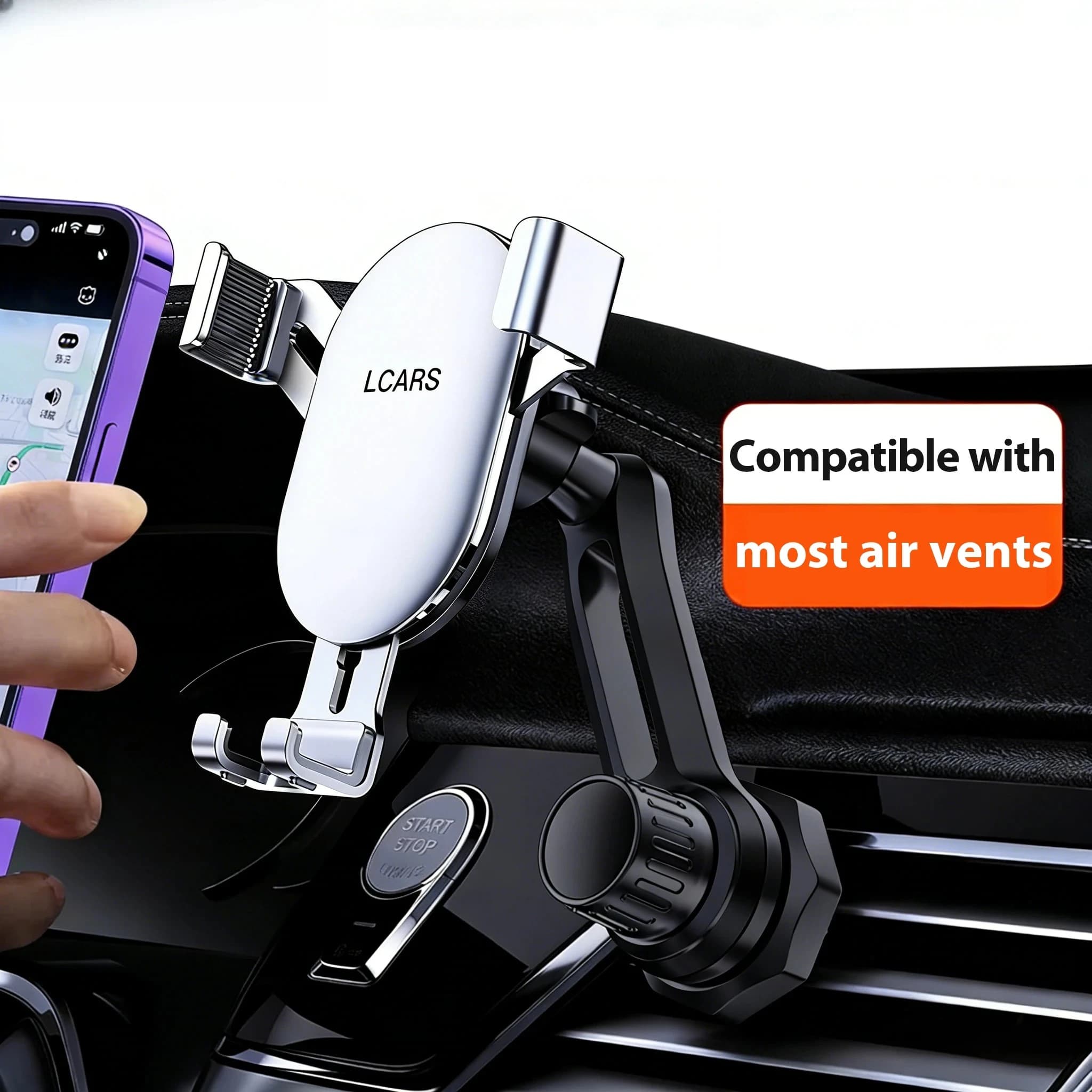Universal Car Phone Mount Long Arm Air Vent Holder Gravity Locking Adjustable Stand For Cell Phone Navigation Auto Gadgets