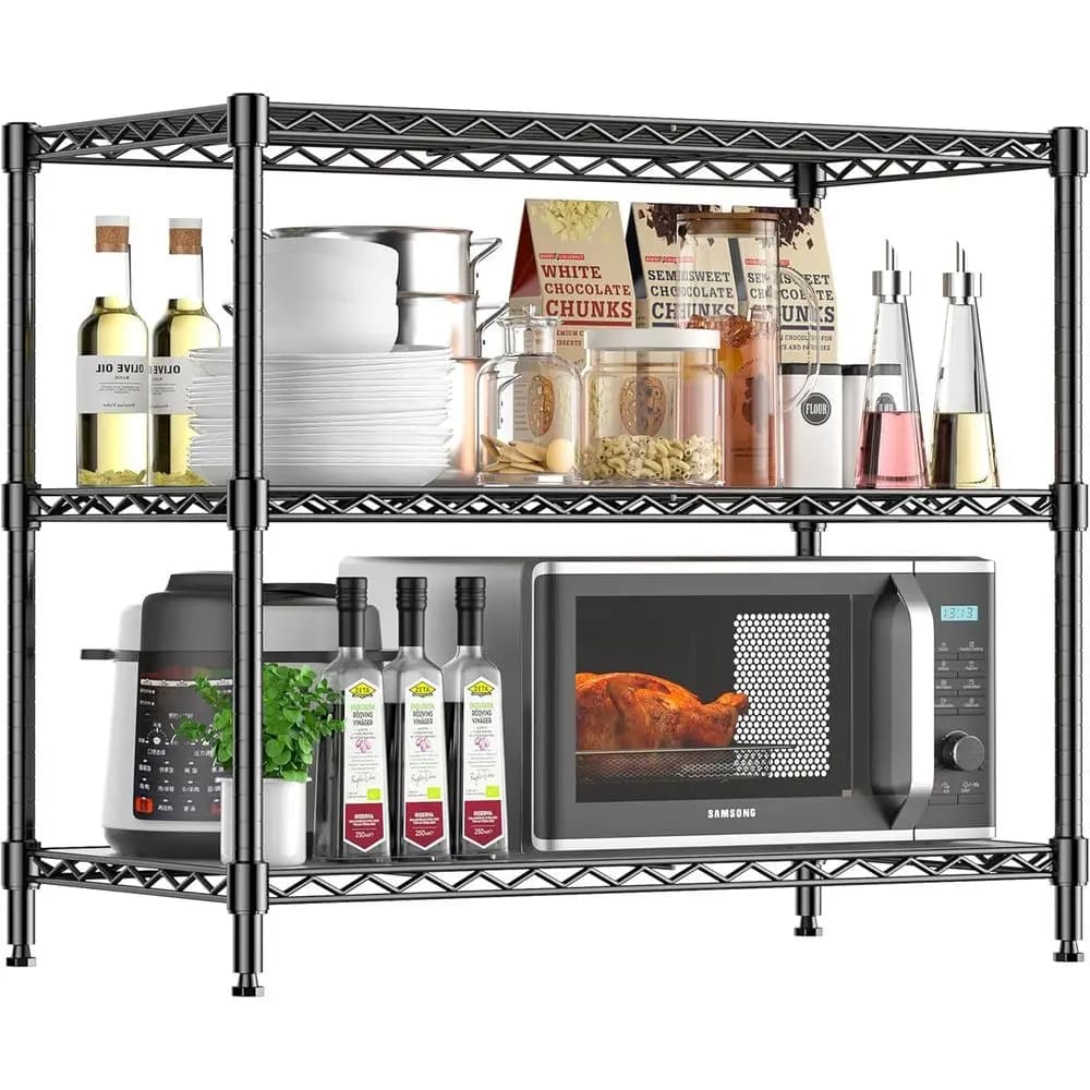3-Tier Storage Shelves 795LBS Metal Shelving Unit, Adjustable Wire Rack Organizer with Shel Liners or Kitchen Pantry Office Clos