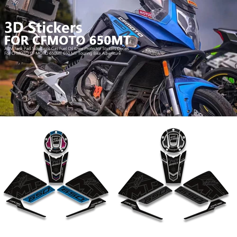 Accessori moto per CFMOTO 650MT Touring Bike Adventure Rilievo serbatoio Manopole laterali Gas Olio combustibile Protezione ginocchio Adesivi Decalcomanie