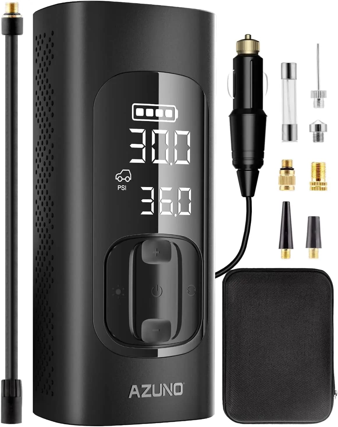 Gonfiatore portatile per pneumatici, compressore d'aria veloce 3X con spegnimento automatico, per auto, motocicli e biciclette, valvole 150PSI, Presta e Schrader