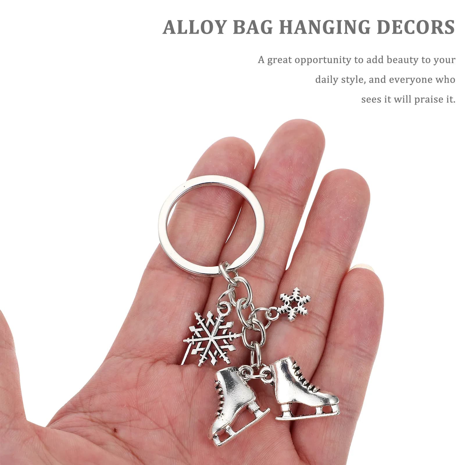 2 Pezzi Portachiavi a Forma di Pattino da Ghiaccio, Elegante Ciondolo Decorativo in Lega per Borsa, Zaino, Charm per Zaino Scolastico