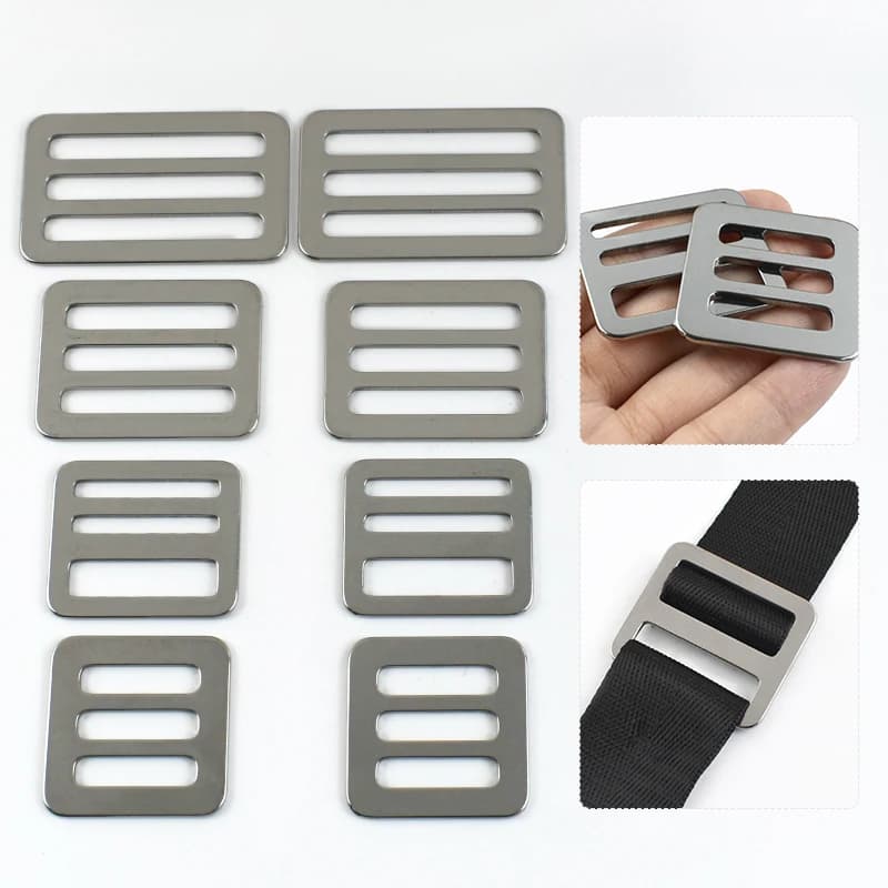 5/10 Pezzi Fibbia in Acciaio Inossidabile da 26/32/38/50mm, Chiusura di Sicurezza Antiscivolo, Regolatore per Cinghie, Anello a Tre Barre, Gancio per Cinghie, Accessori Hardware