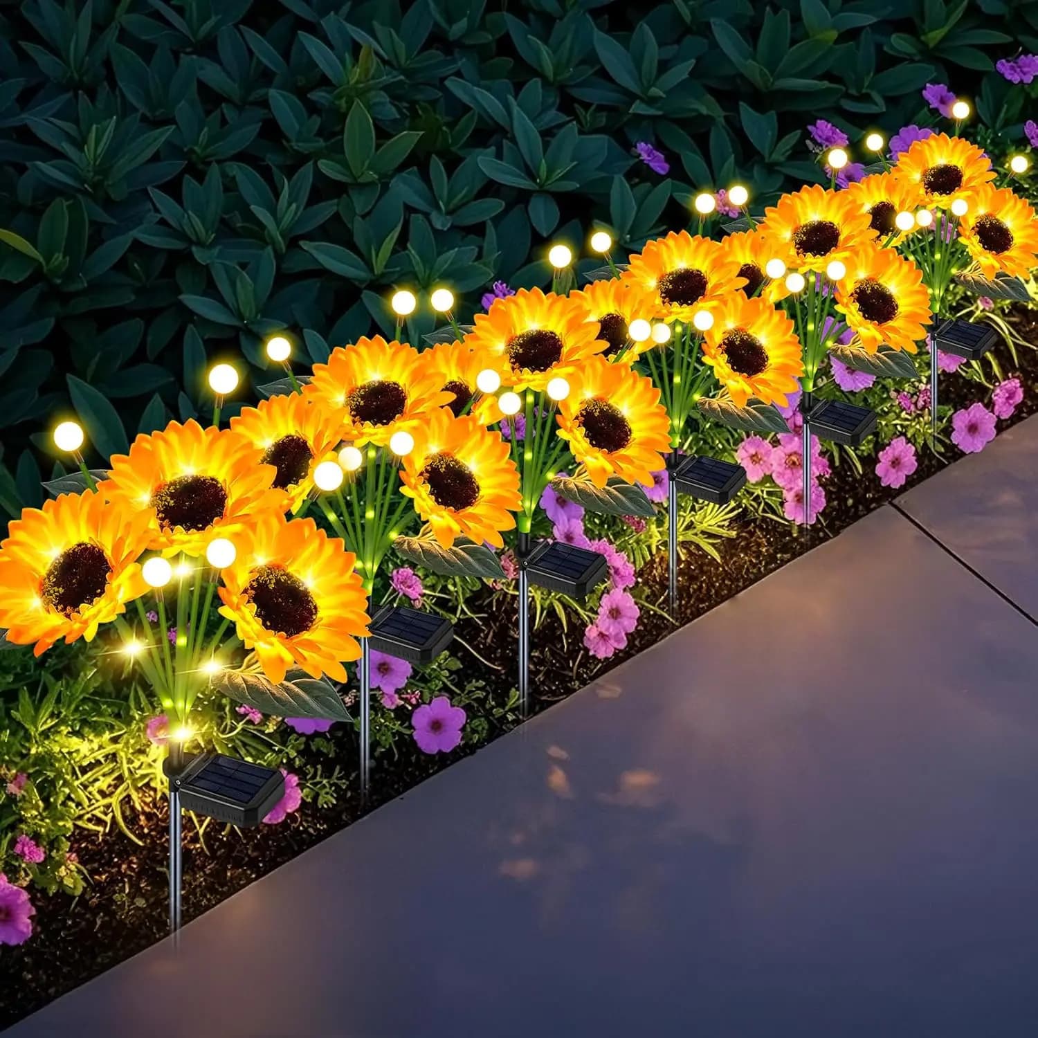 Luci solari a forma di girasole con palo luminoso a LED, impermeabili, per giardino, prato, illuminazione notturna, decorazione paesaggistica.