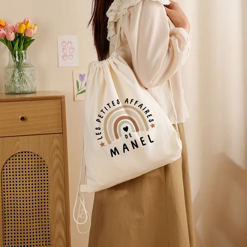Borsa con coulisse con motivi arcobaleno Asilo per bambini Borsa sportiva Borsa prescolare Palestra Danza Borsa per scarpe per ragazze Regali di Natale