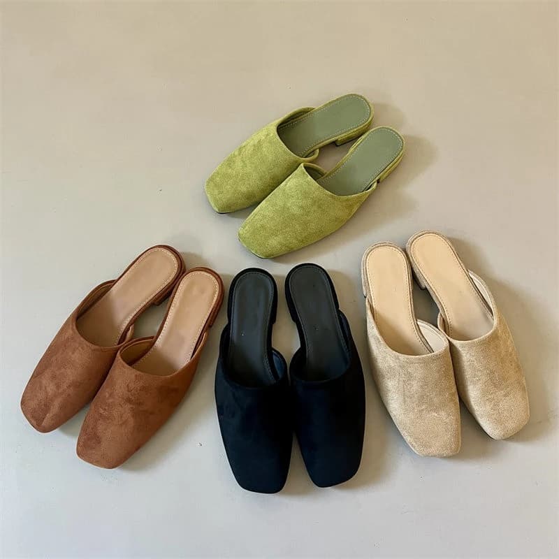 Ciabatte Baotou da donna, nuove versione coreana estiva, a punta quadrata, modello slip-on, ciabatte Muller pigre da donna