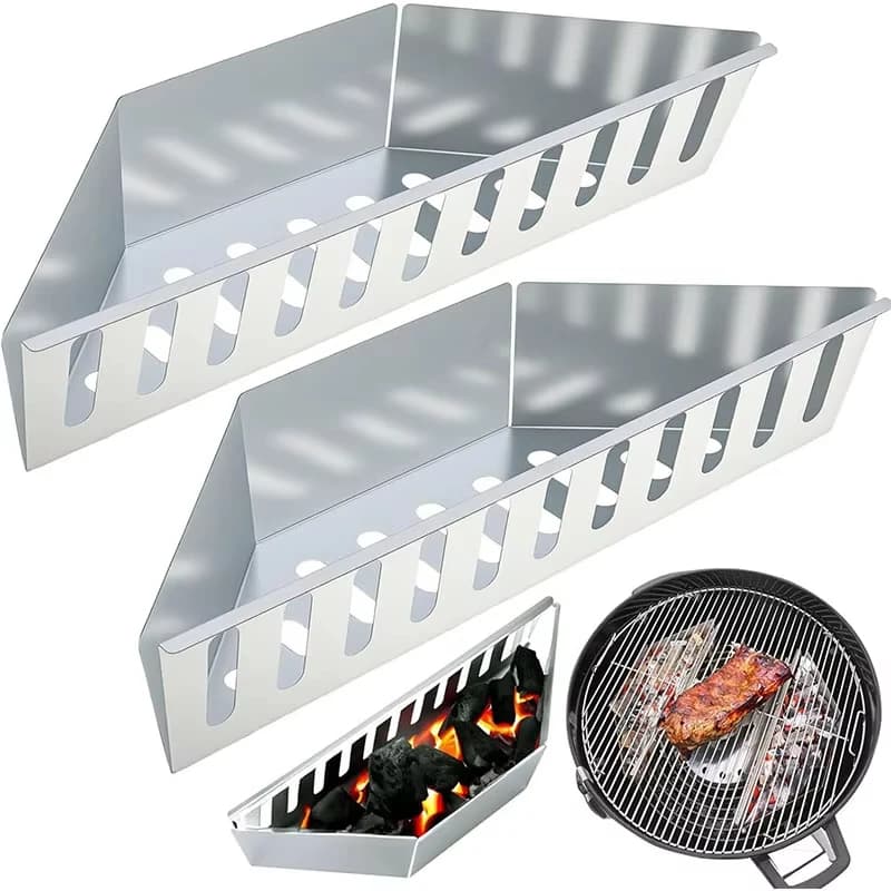 Camping Charcoal Basket Stainless Steel Charcoal Tray Outdoor Grilling Char Holder Contoured Carbon Briquet Grilling Basket