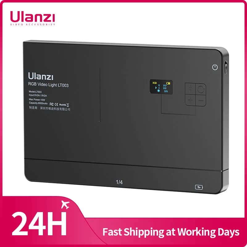 Ulanzi LT003 15W RGB Video Light Color Light 8000mAh Rechargeable Lamp for Camera Photographic Studio 2500-9000K CRI 95+