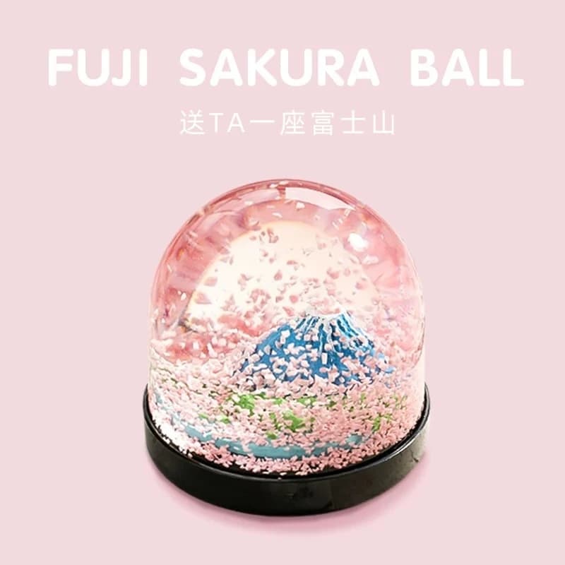 Sfera di cristallo con fiore di ciliegio romantico del Monte Fuji, ornamento a forma di palla di neve per il compleanno di fidanzato e fidanzata, Festival Muse