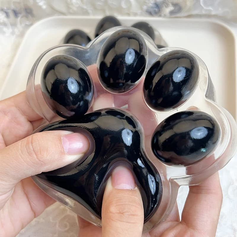 ✰✪1PC Super Large Transparent Black Cat Paw Slow Rebound Soft Jelly Pinch Decompression Squeeze Toy Anti Stress Release Toys