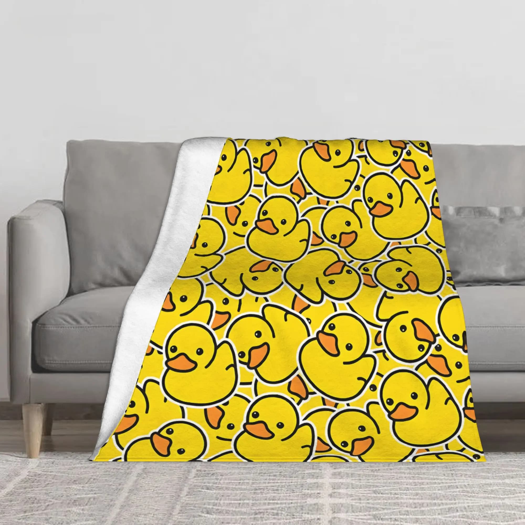 1PC Yellow Rubber Duck Winter Blankets for Adults Bedding Home Interior Sofa Knee