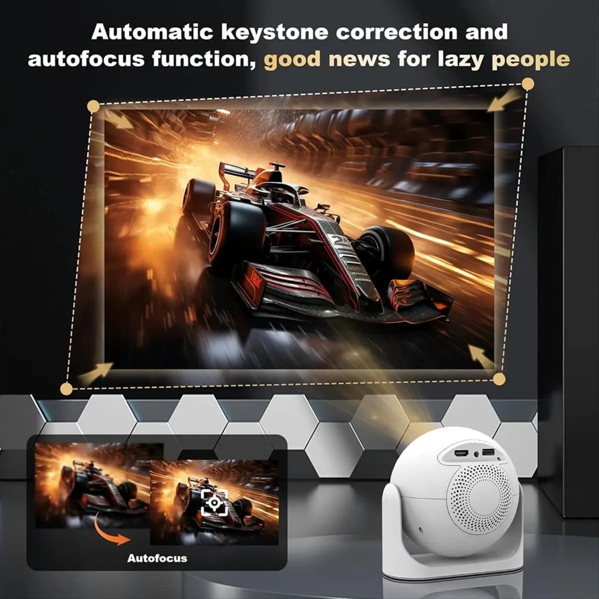 *ABKM 4K Electric Focus WiFi HD Android Smart Mini Projector Interior Film Projector with WiFi and American Plug Bluetooth
