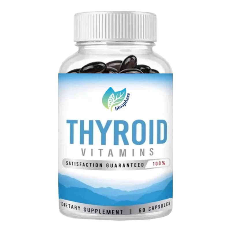 Supplements for thyroid support for men and women, made with a mixture of vitamins, minerals, herbs and amino acids - 60 capsules