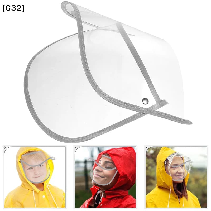 Parapioggia trasparente sostituibile con protezione per il viso e cappuccio antipioggia per giacca poncho[G32]