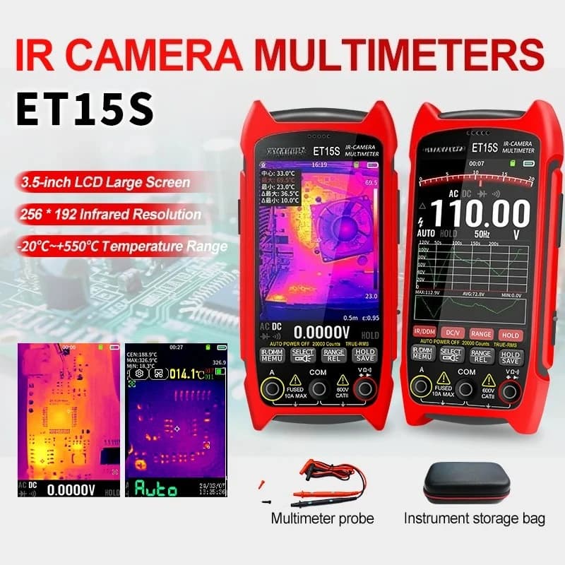 ET15S 256*192 Multimetro Termico Telecamera Termica Industriale da 3,5 Pollici 19999 Conti T-RMS Multimetro HVAC Riscaldamento PCB Ispeziona