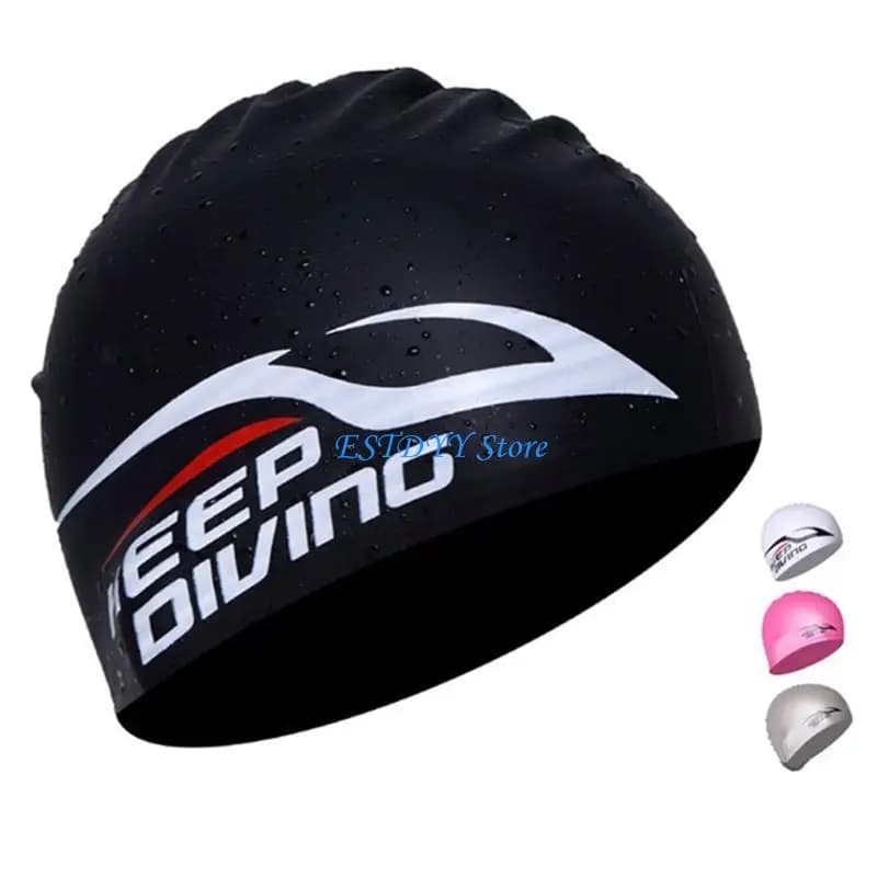 G6DE Silicone swim cap for woman man, comfortable and waterproof bathroom head