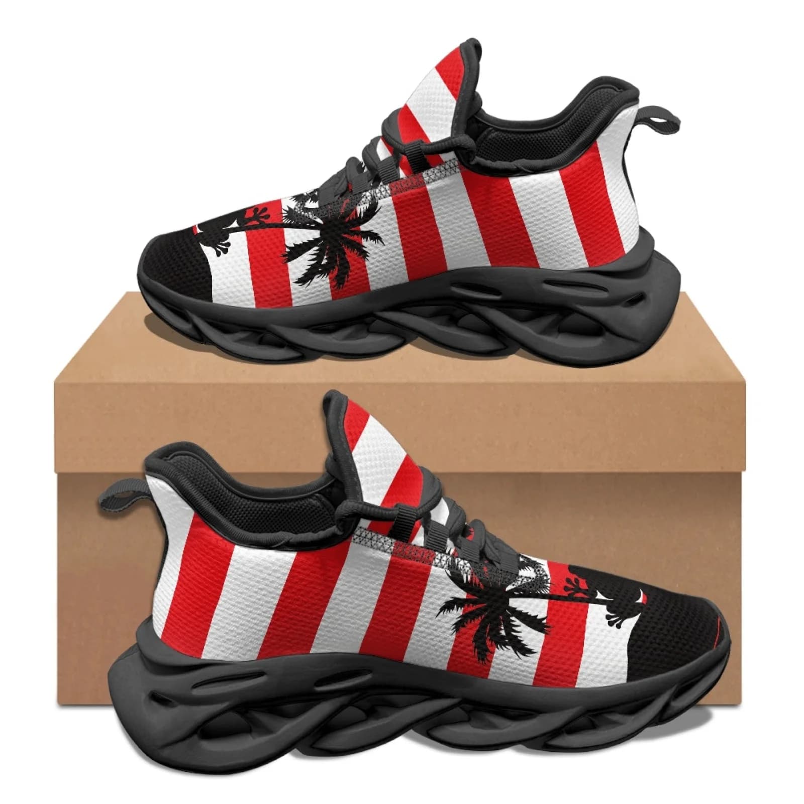 PENSTROLL Flag Palm Tree Frog Men's Fashion Sneakers Mesh & EVA Athletic Shoes Comfortable Mens Running Sneaker for Jogging
