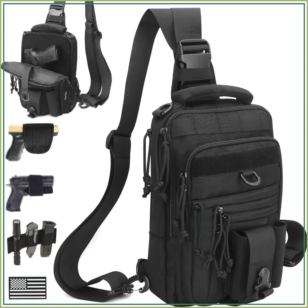 Dual Pistol Holster Chest Bag Concealed Carry Sling Crossbody Tactical Gun Convertible Backpack Shooting Hunting