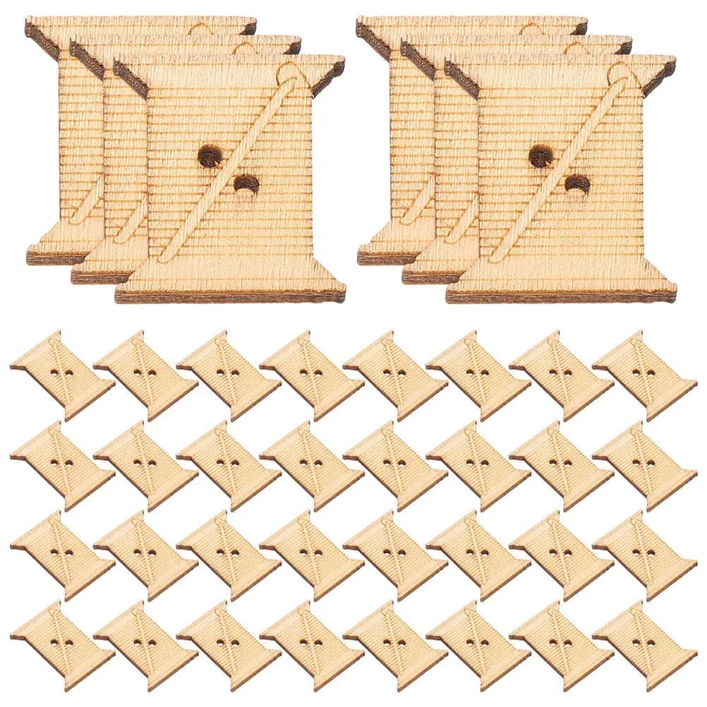 100 Pezzi Bobine in Legno per Filo da Ricamo, Cartoncini per Avvolgere il Filo, Tavole Rustiche Naturali per Cucito, Punto Croce e Conservazione Artigianale