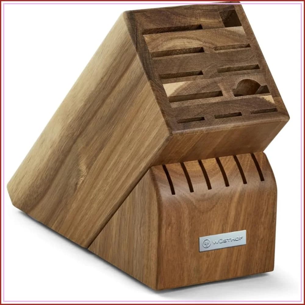 17-Slot Acacia Knife Storage Block for Kitchen Knives