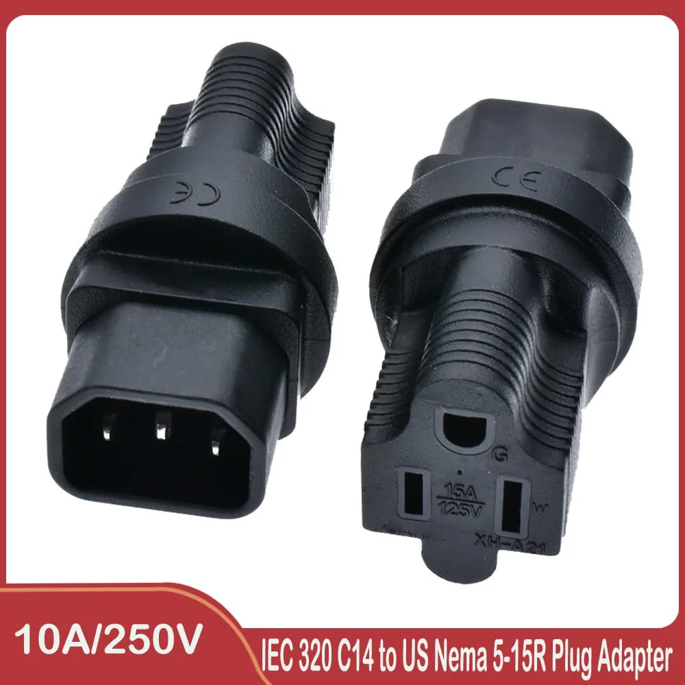 US NEMA 5-15R Femmina a IEC 60320-C14 Maschio Adattatore di alimentazione da viaggio USA Americano 3 poli Presa a C14 Convertitore di potenza Connettore