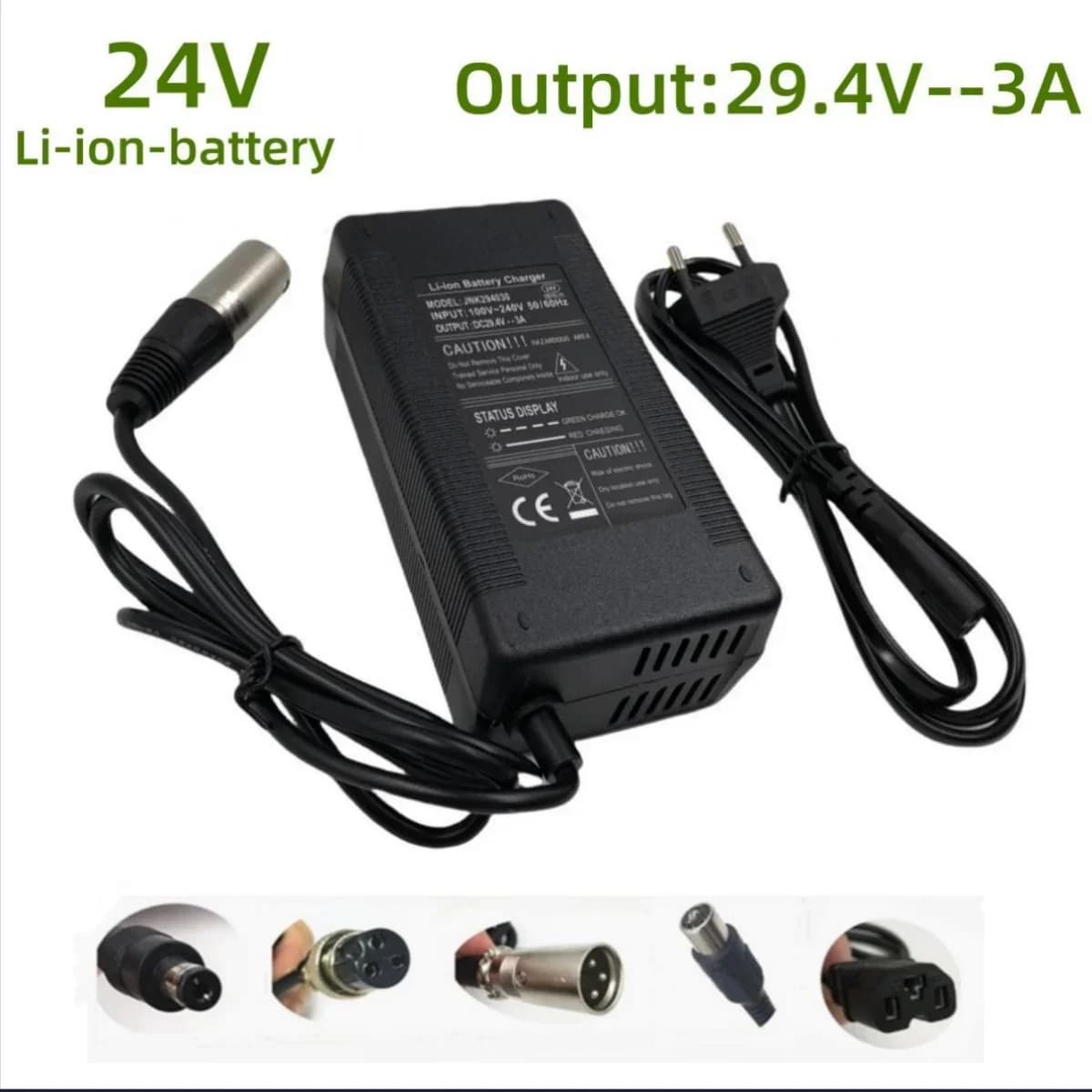 24V Li-ion Battery Charger 29.4V 3A 24V XLR 3 Pins XLR/GX16/DC5.5/RCA/IEC Connector