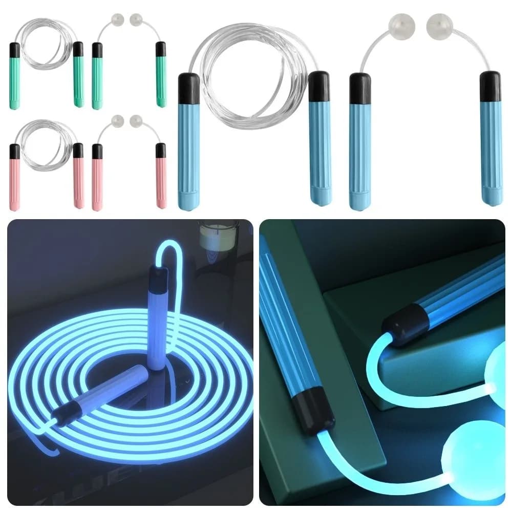 Corda per Saltare Luminosa a LED in PU, Luce Brillante e Abbagliante, Corda Fluorescente Regolabile, Corde Luminose per Esercizi per Adulti