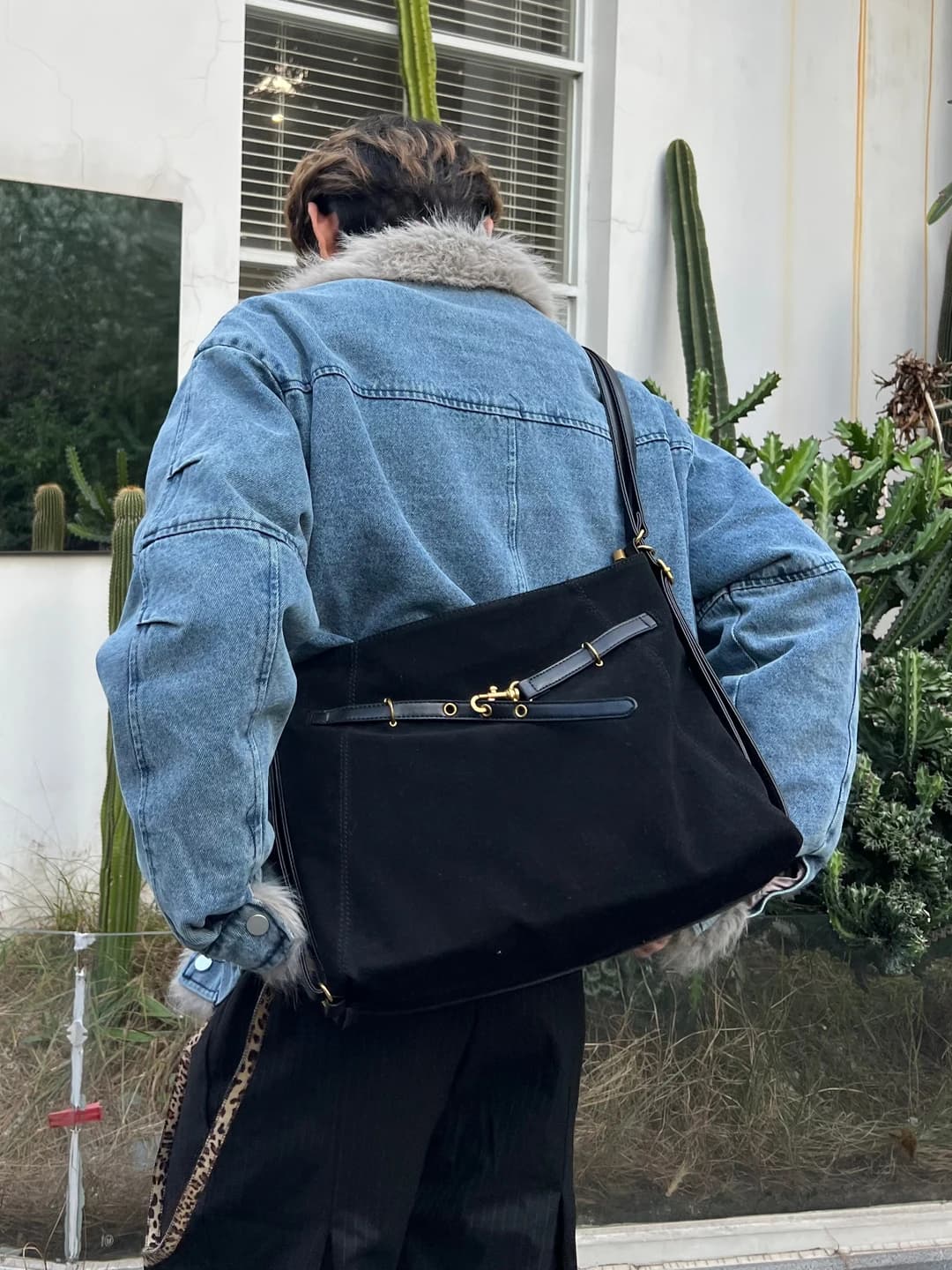 Street Style Suede Tote Bag Men's Underarm Retro Harajuku Bag Casual Shoulder Bag Korean Style Pure Color Leisure Backpack