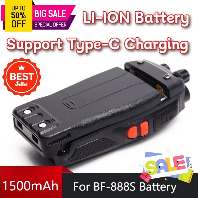 Batteria walkie-talkie da 1500 mAh per batteria al litio Baofeng BF-888S 666S 999S 777S C1 con porta di ricarica TYPE-C