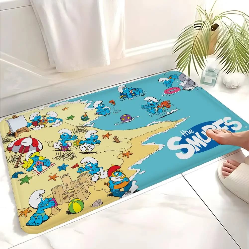 Tappetino per porta Cartoon S-Smurfs, lavabile, antiscivolo, per soggiorno, divano, sedie, tappetino per cucina, tappeto per area cucina
