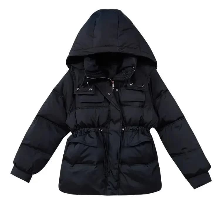 Giacca invernale in piumino di cotone da donna nuova con cappuccio per pendolari Giacca oversize in cotone europeo